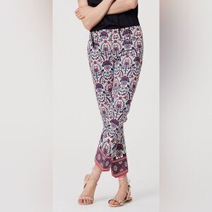 LOFT Women's Floral Cotton Mosaic Riviera Pants in Original Crop Fit Size 2